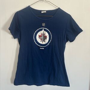 Reebok Navy Winnipeg Jets Logo Short Sleeve Tee